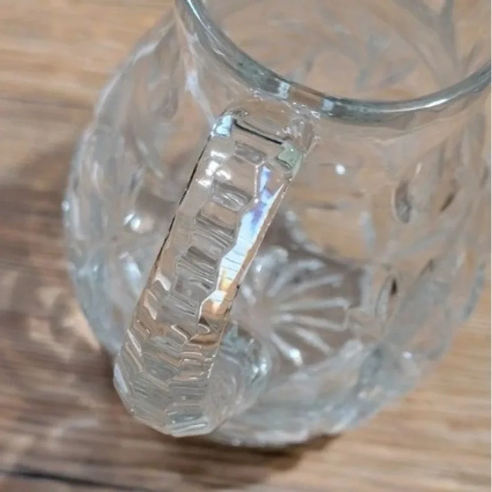 Vintage Monica Pinwheel Crystal Pitcher Cut Glass Starburst Water Carafe‎ 8in